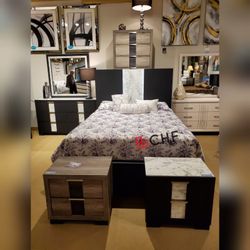4 Pc Queen Or King Size Bedroom Set  (Included bed frame ,dresser ,mirror ,nightstand )