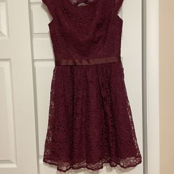 Morilee Madeline Gardner Burgundy Lace Dress - Size 10