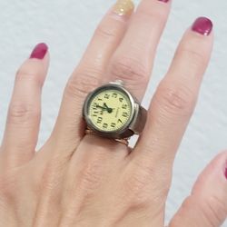 Vintage silver Unisex ring watch Quartz movement Gift