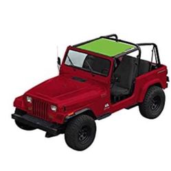 Brandnew Sun Shade for Jeep Wrangler TJ 1 Sunshade Top Front-Black Mesh Screen Cover UV Blocker with Grab Bag Storage Pouch-10 Years Lasting