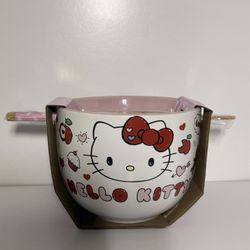 Hello Kitty Ceramic Ramen Noodles Bowl 20oz with Chopsticks