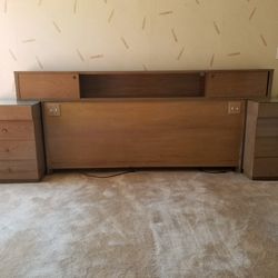 BEDROOM FURNITURE SET 4PC MID CENTURY MODERN DRESSER HEADBOARD/BOOK CASE NIGHT STANDS 