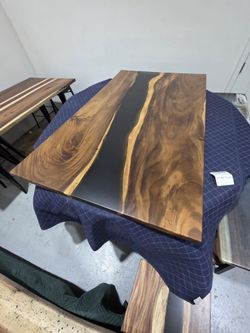 Live Edge Table With Smoky Gray Epoxy