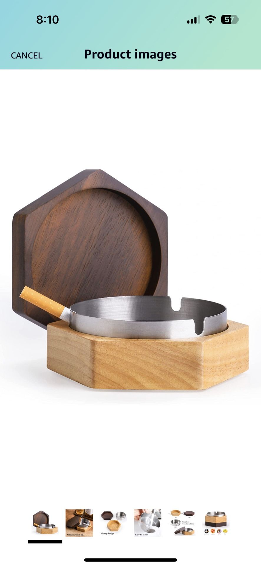 Windproof Ash Tray for Weed with Lid, Wooden Ashtray with Stainless Steel Liner for Outdoors and Indoors Use, Smoking Ashtray for Home Office