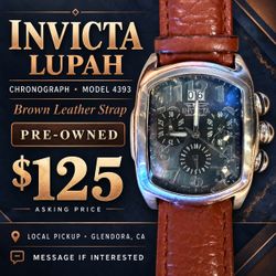 Invicta Lupah 4393 Chronograph Watch – Brown Leather Strap – $125