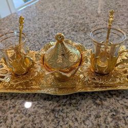 Authentic Turkish Ornate Gold Tea Set - $20 (san jose south)