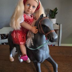 Our Generation Doll, extra clothes, and Our Generation Horse