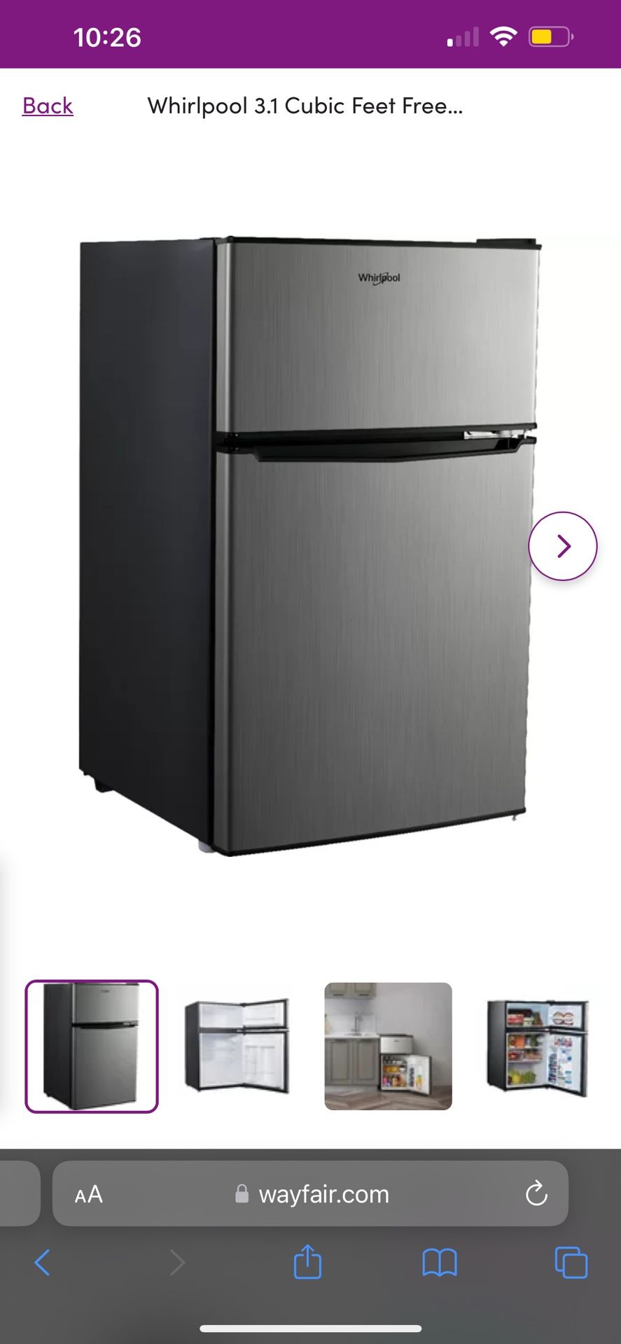 Whirlpool mini fridge