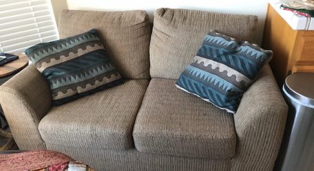 RC Brown Fabric Loveseat and Sofa