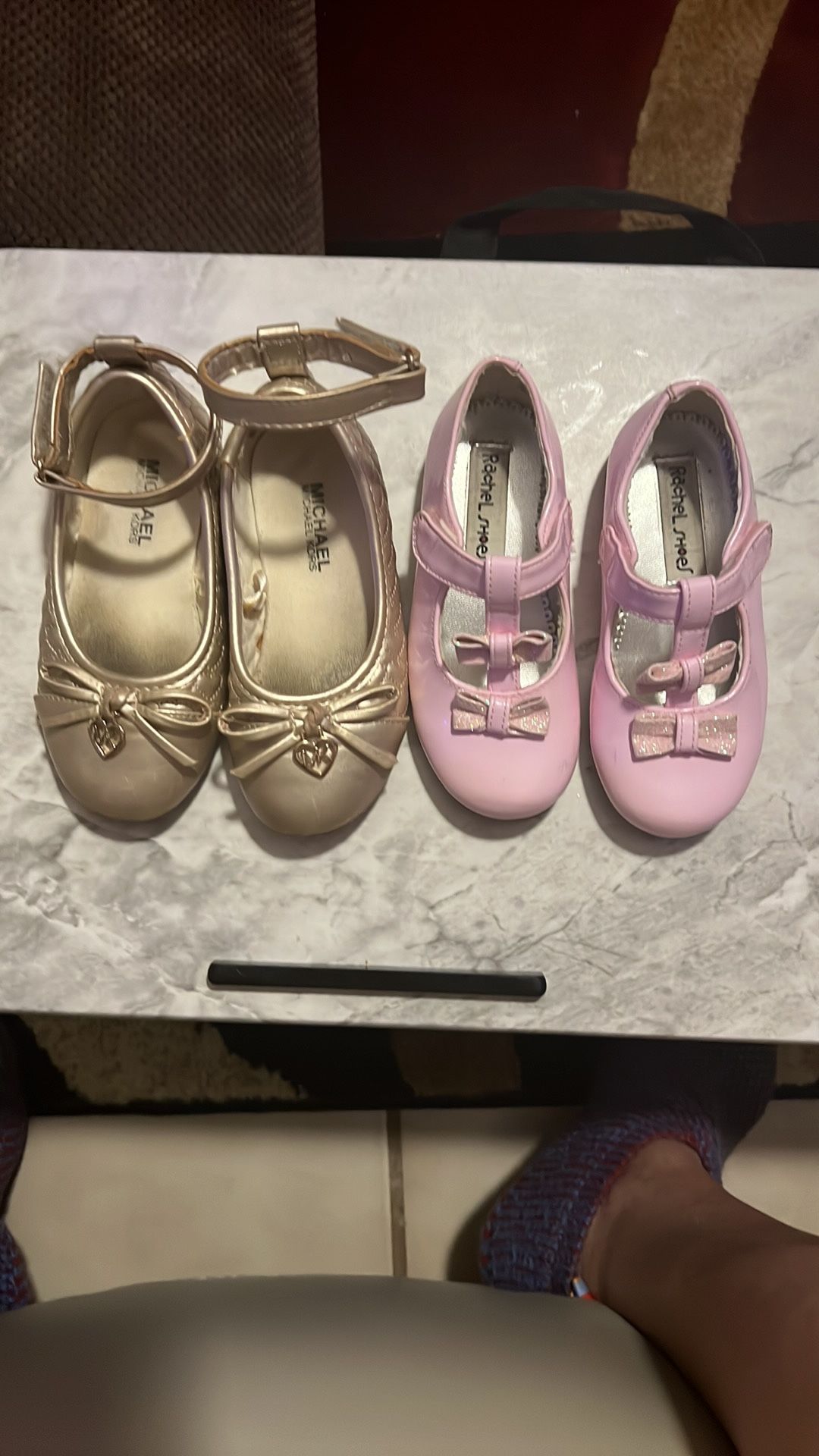 Michael Kors and Rachel Shoes Girls Pink and Gold Flats Size 8