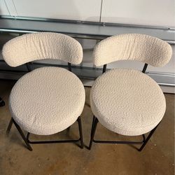White Boucle Counter Stools (Set of 2)