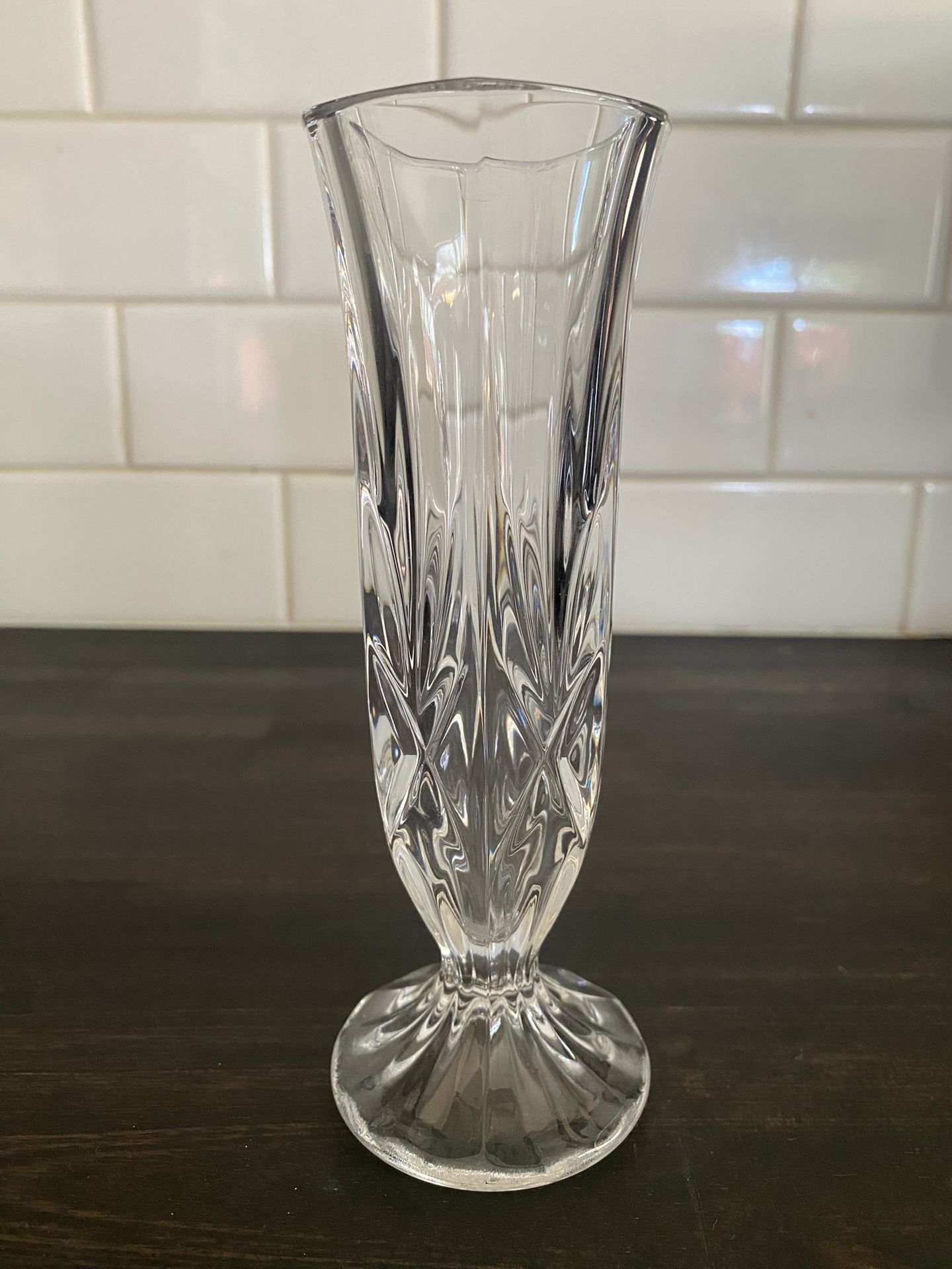 RCR Royal Crystal Rock Lead 24% Cut Glass Bud Vase