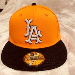 New Era 59FIFTY Anaheim Angels 50th Anniv Corduroy Visor Green UV Fitted Hat 7 1/2