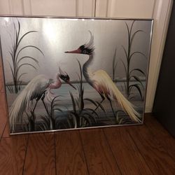 1940s Crane Print In Chrome Frame