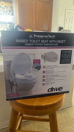 Drive Medical PreserveTech Raised Toilet Seat with Bidet (Ambient Water) Toilet Seat Riser, Elevated Toilet Seats for Seniors and Adults, Toilet Seat 