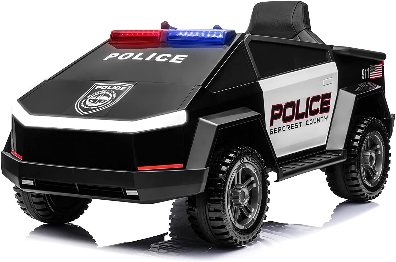 BRAND NEW 12V LUXURY REMOTE CONTROL Electric Kids Car Ride On Power Wheels Police Tesla Cybertruck with Real Sirens 🚨 , music and Bluetooth