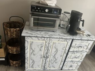 Marble-Pattern Kitchen Storage Cabinet 