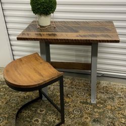 Vintage Steel/Reclaimed Wood Desk, New Chair