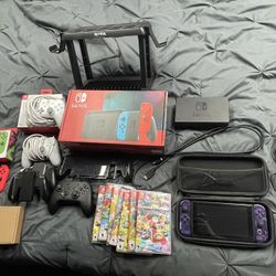 Nintendo Switch With Accessories And 7 Games