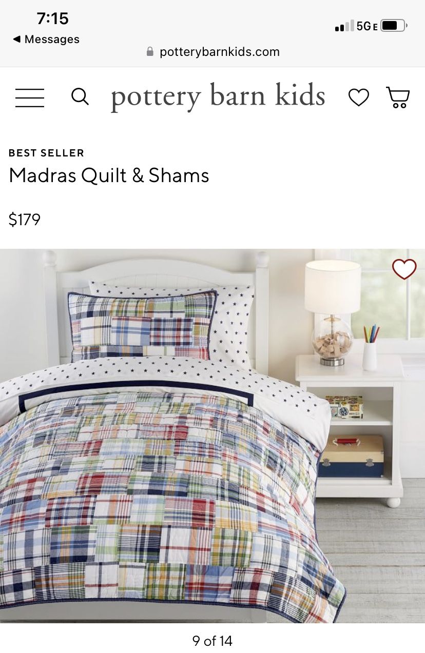 Madras Quilt & Shams (Pottery Barn Kids) Twin