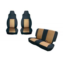 Rugged Ridge Seat Cover Kit, Black/Tan for 91-95 Jeep Wrangler