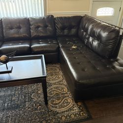 Ashley’s Furniture Dark Brown Leather Sectional