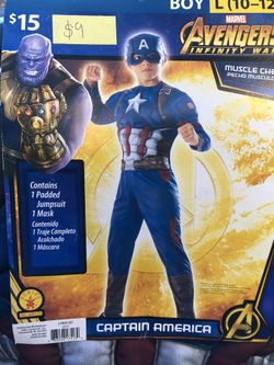 NEW Captain America Halloween Costume size large 10-12