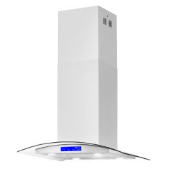 New Open Box 30" Stainless Steel Island Range Hood with Digital Touch Controls, Glass Canopy