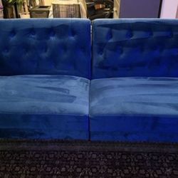 Blue Velvet Futon Sofa 