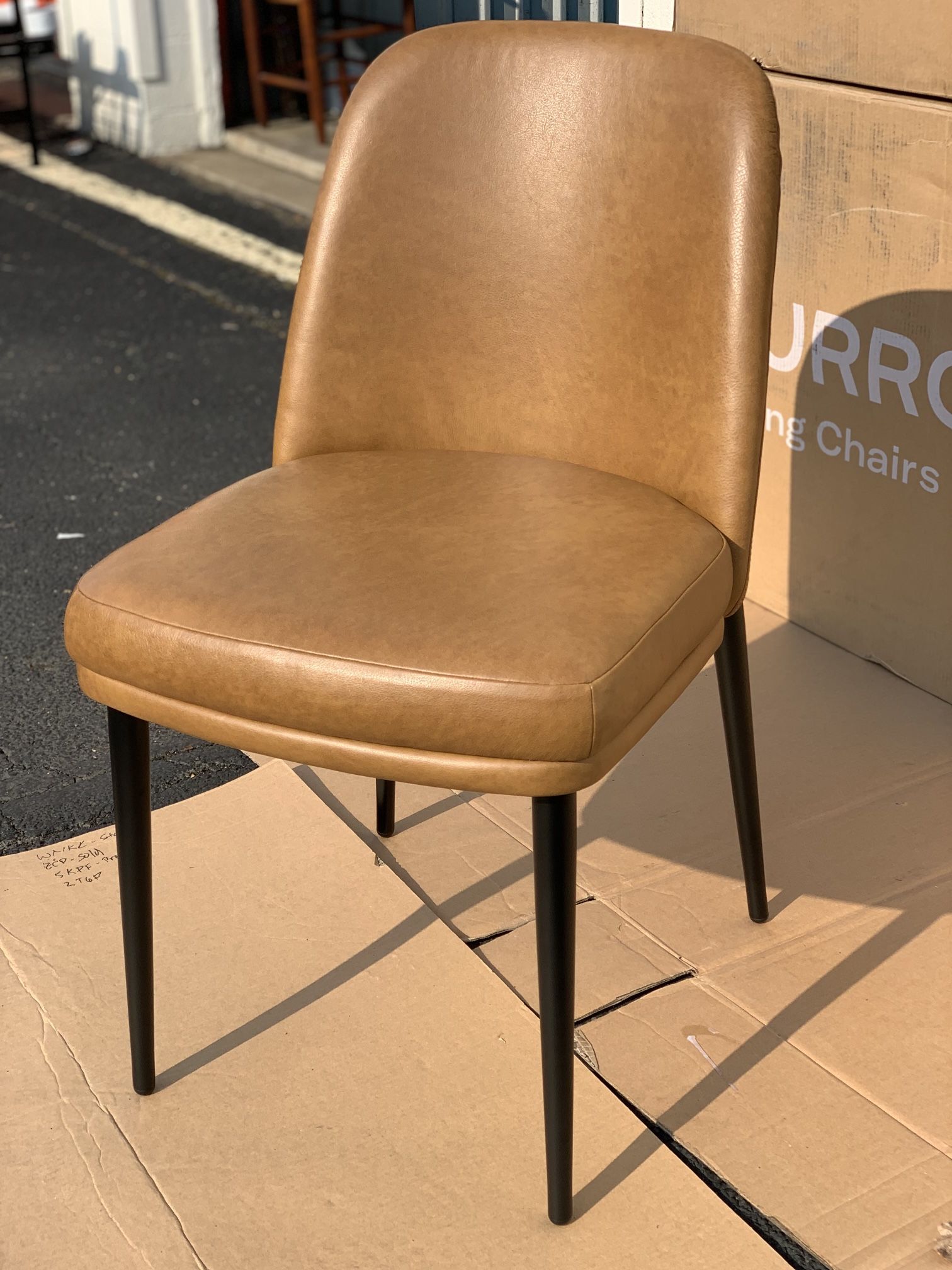 Burrow Alto Dining Chair (Set of 8) Italian Leather, Like New, Never Used!!!