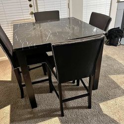 Brand New Black Marble Dining Table Set 5-piece