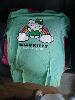 Hello Kitty Lucky To Be Me Green T-Shirt
