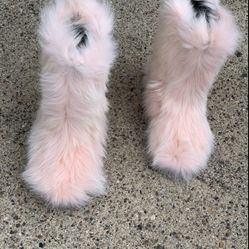 Pink Foxy Real Furry Boots Size 7,7.5 8 (message Your True Size And Order) 