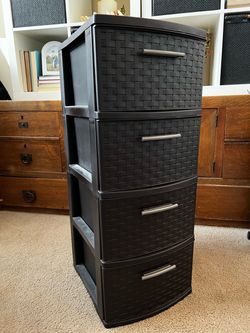 Sterilite 4-drawer storage tower basket weave