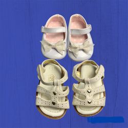 2 Pairs Infant Shoes Sandals Girls Sz 1 Infant