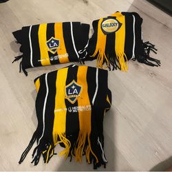 Lot of 4 LA Galaxy official MLS Soccer Scarves - Adidas & Herbalife Striped Fan Scarves Bundle