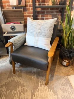 Mid-Century Modern Faux Leather Accent Chair