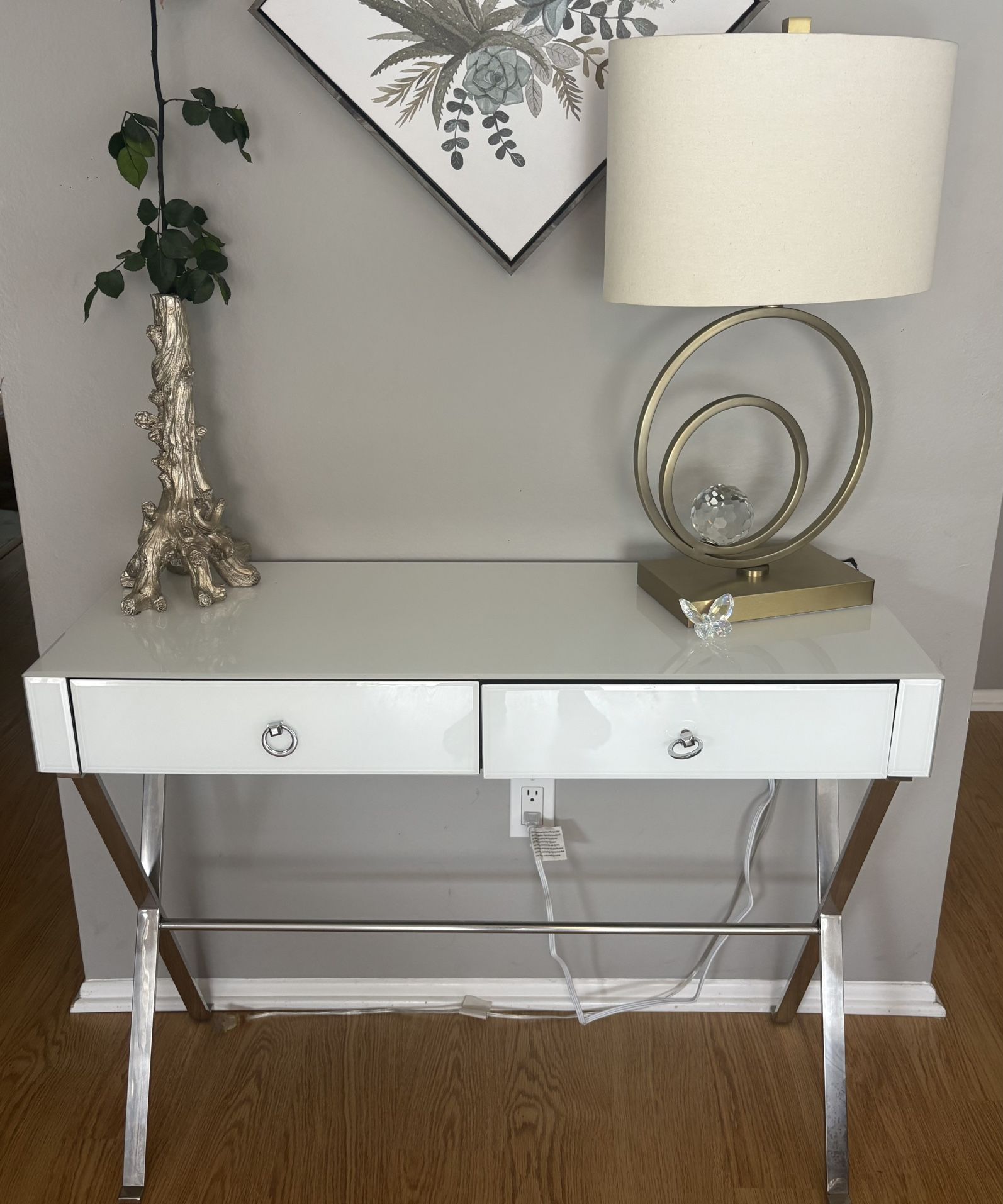 Modern White & Chrome Desk / Vanity Table – Sleek and Stylish