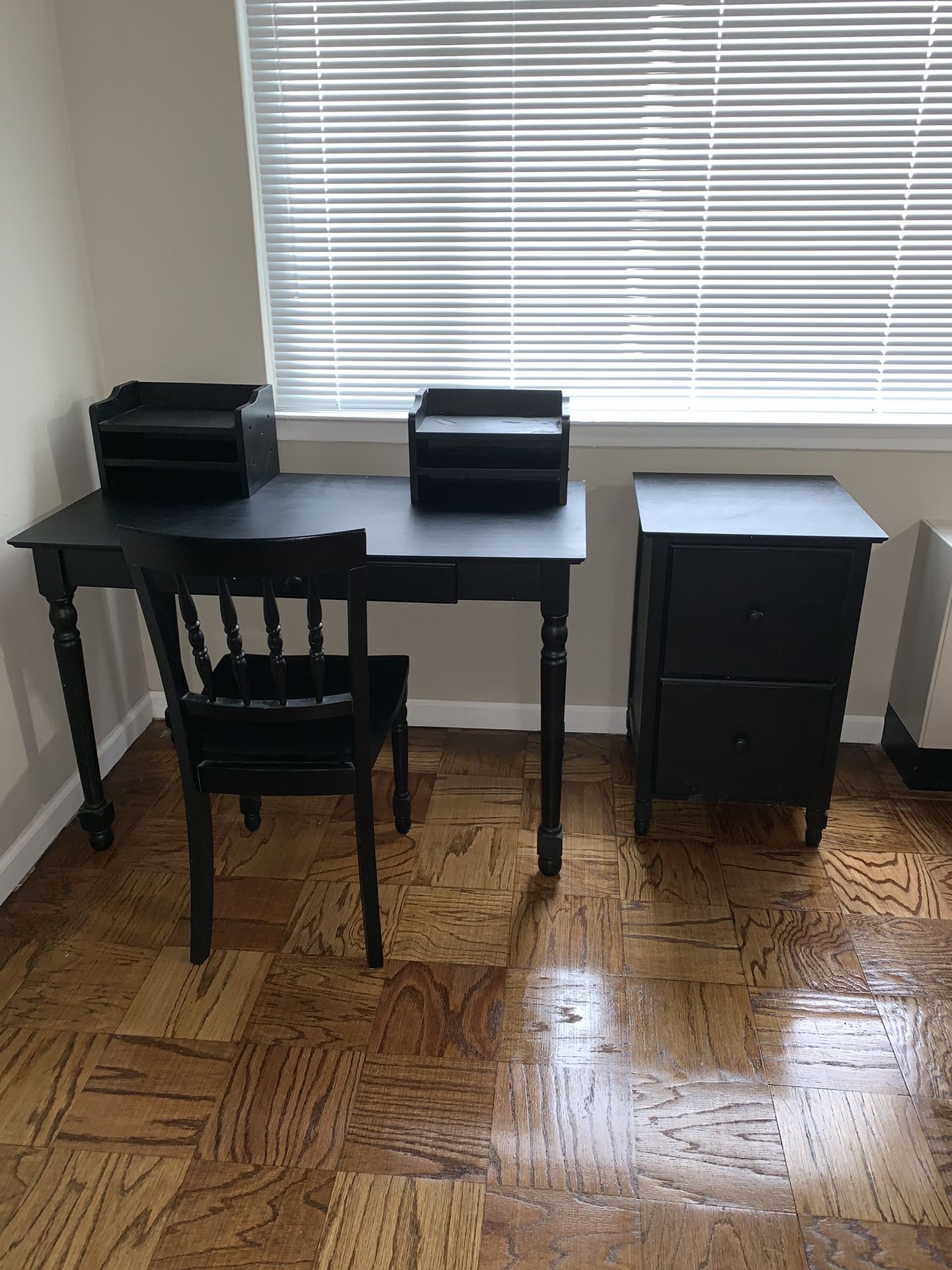 5 piece black wood desk set