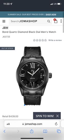 JBW Black Watch with Alligator Skin Band