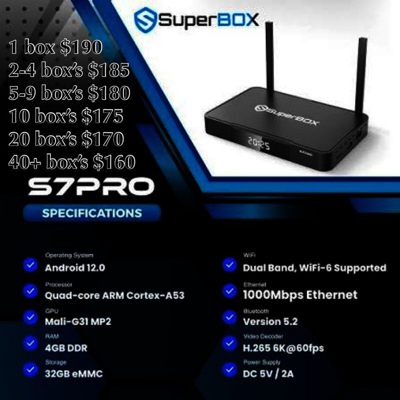 Superbox s7 Pro ultra new sealed 1 year warranty v see box superbox super box