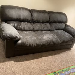 2 Piece Black Leather Couches 