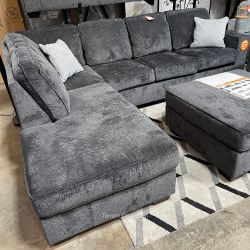 GRAY SECTIONAL -SLATE COLOR- NEW [EASY CARE FABRIC]