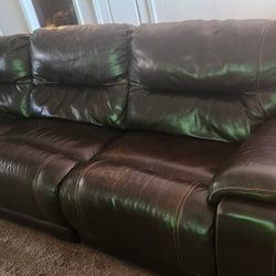 Leather Reclining Sectional 