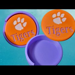 Set of 4 3D Printed Clemson Tiger Logo Drink Coasters
