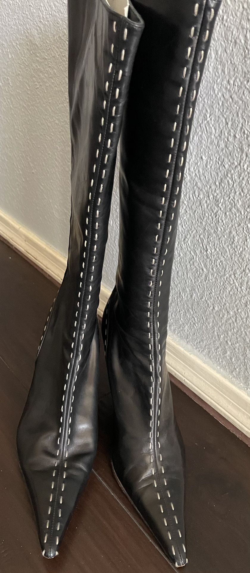 Aldo Black Leather Knee-High Boots