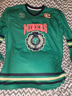 Minecraft Long Sleeve Hockey Jersey XL Boys Green/Black/Yellow