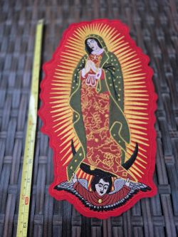 Religious Embroidered Virgen de Guadalupe Patch in Red and Green