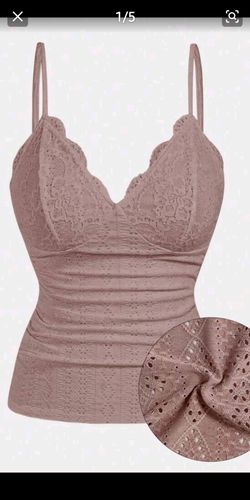 Lace Trim Eyelet Cami Top
