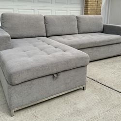 Modern Gray Sleeper Sectional Sofa Couch From Article ( Free Quick Delivery Available)